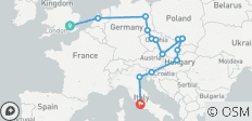 Ruta de Londres a Roma (Albergues, invierno hasta marzo de 2027, salida desde Londres, clásica) - 15 destinos