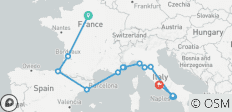 Reis van Londen naar Rome (Hostels, winter tot maart \'27, start in Parijs, klassiek) - 16 bestemmingen