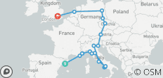 Circuit Barcelone-Londres (auberges de jeunesse, de l\'été jusqu\'en mars 2027, formule classique) - 20 destinations