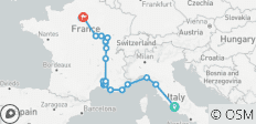 De l\'Italie à la France, jusqu\'à Paris (22 destinations) - 22 destinations