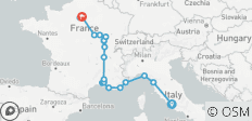 De l\'Italie à la France, jusqu\'à Paris (21 destinations) - 21 destinations