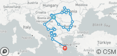 Balkan-odyssee in 28 dagen; semi-privé-tour met een eigen reisleider en auto - 42 bestemmingen