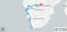 Cape Town to Vic Falls - 21 destinations