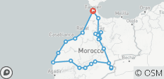 Au départ de Tanger : Circuit privé de 13 jours « Le Maroc classique absolu » : Chefchaouen, Marrakech et le désert - 23 destinations