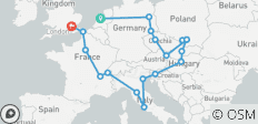 Ruta Europea (albergues, invierno a partir de marzo de 2027, salida desde Ámsterdam, clásica) - 19 destinos