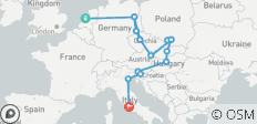 Route Londen-Rome (hostels, winter vanaf april \'27, start in Amsterdam, klassiek) - 17 bestemmingen