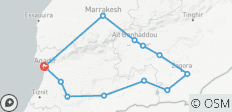 Au départ d\'Agadir : circuit privé de 6 jours dans le désert du Sahara : Erg Chigaga et Marrakech - 12 destinations