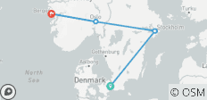 Hoofdstedenreis door Scandinavië en Noorwegen in een notendop – Kopenhagen, Stockholm, Oslo en Bergen via Flam - 8 bestemmingen