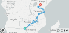 Vic Falls to Kenya - 25 destinations