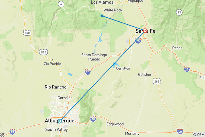 Carte du circuit Le Nouveau-Mexique enchanté avec la fête des montgolfières d'Albuquerque et Santa Fe
