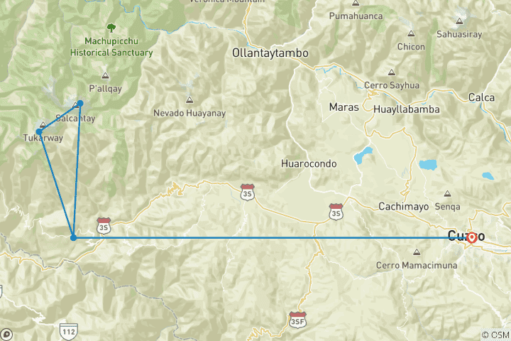 Karte von Salkantay Trek 2 Tage/1N