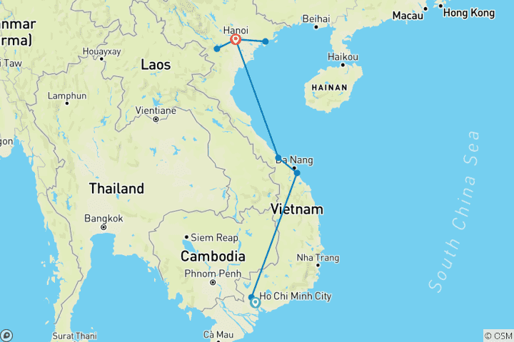 Carte du circuit Vietnam - Randonnée, vélo et kayak