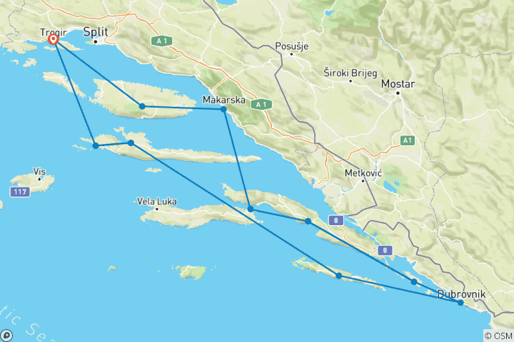 Karte von Southern Explorer (Trogir – Trogir), Voyage Collection
