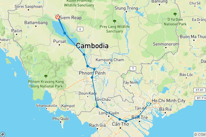 Map of From the Mekong Delta to the Angkor Temples