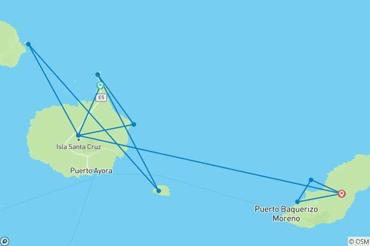 Karte von 5 Tage Best of Me Gusta Galapagos Santa Cruz und San Cristobal-Inseln