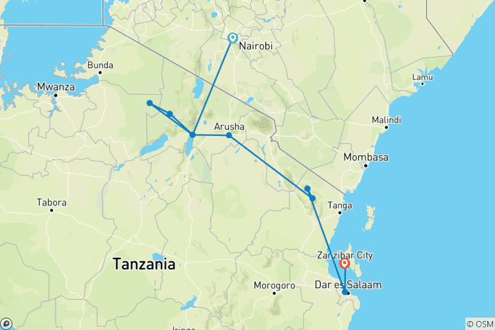 Carte du circuit De Nairobi à Stone Town