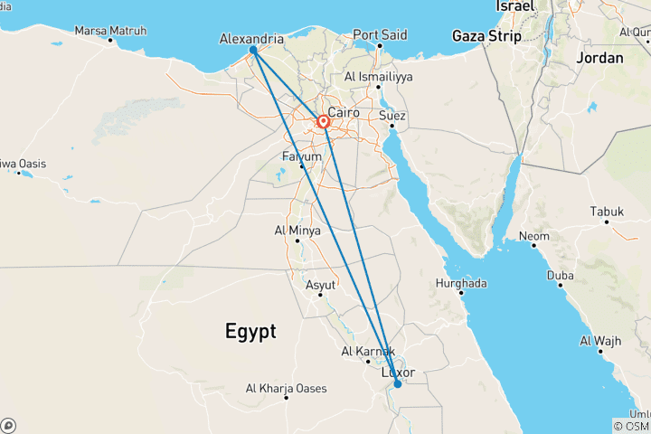 Carte du circuit Circuit en Égypte en 6 jours, aventures à Gizeh, au Caire, à Louxor et à Alexandrie