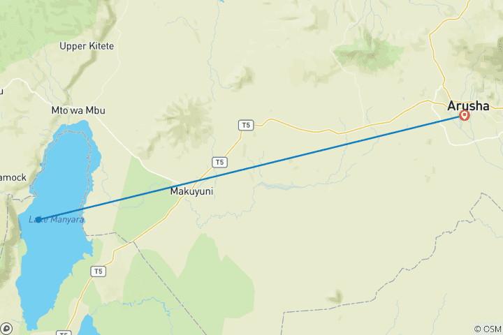Karte von 1 Tag Lake Manyara Nationalpark