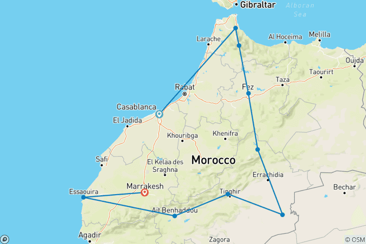 Mapa de Marruecos Enclavado Casablanca - 14 días