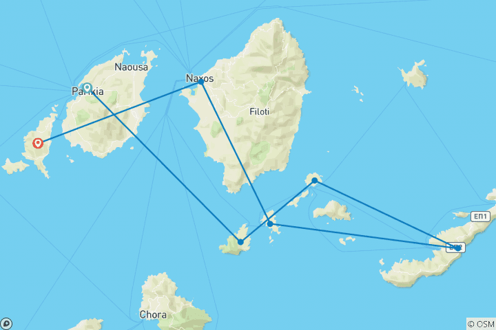 Mapa de Aventura en velero por las Cícladas