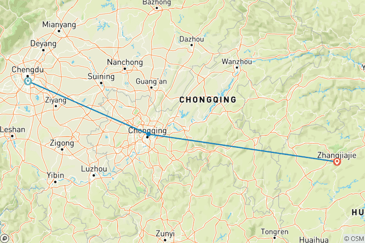 Mapa de Viaje familiar a medida de 8 días por China con visita a los pandas, salida diaria (privado)