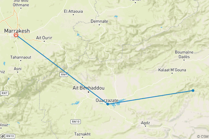 Map of Trek Jebel Saghro 8 Days