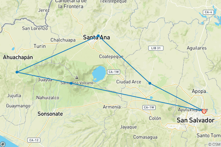Map of Around El Salvador 6 Days