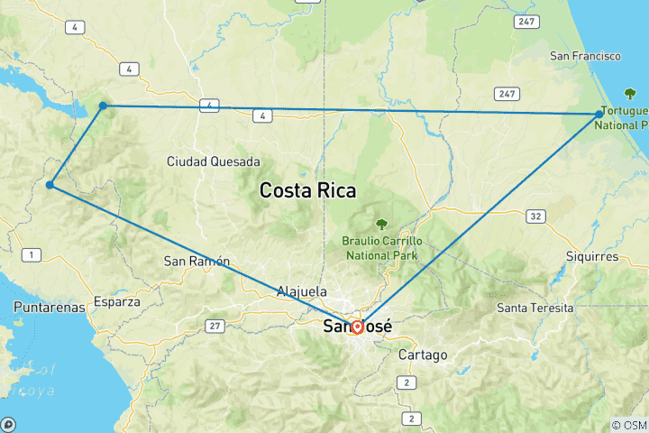 Carte du circuit Costa Rica Eco Essential