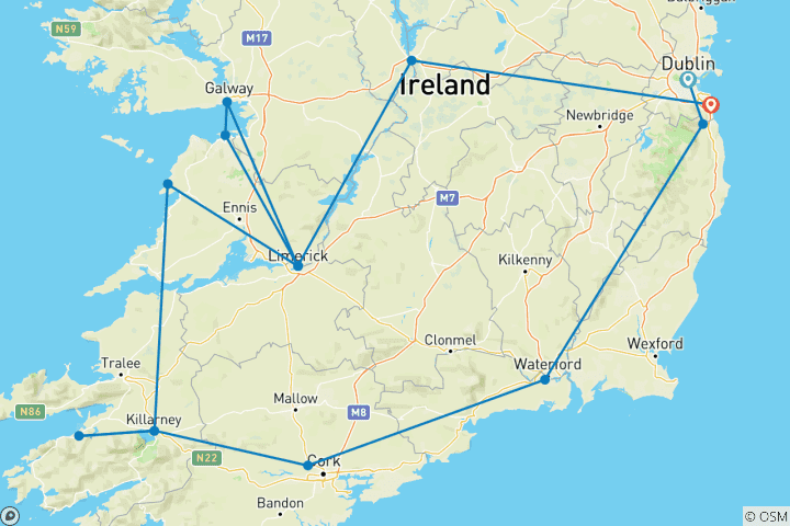 Kaart van Shades of Ireland (van Dublin naar Killiney, 2027)