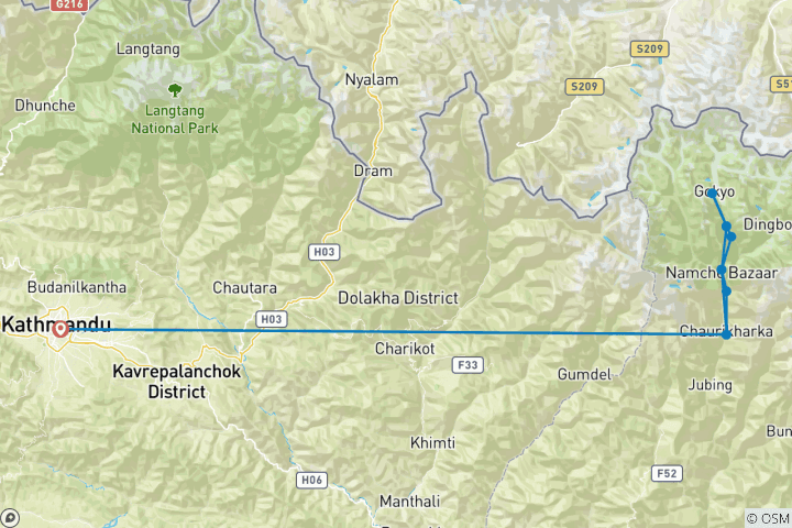 Karte von Everest Gokyo See Trek -13 Tage