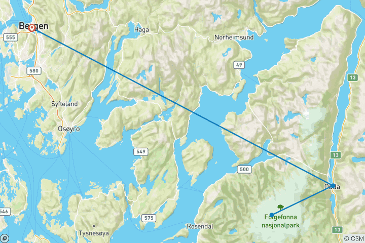 Carte du circuit Trekking dans les fjords en Norvège