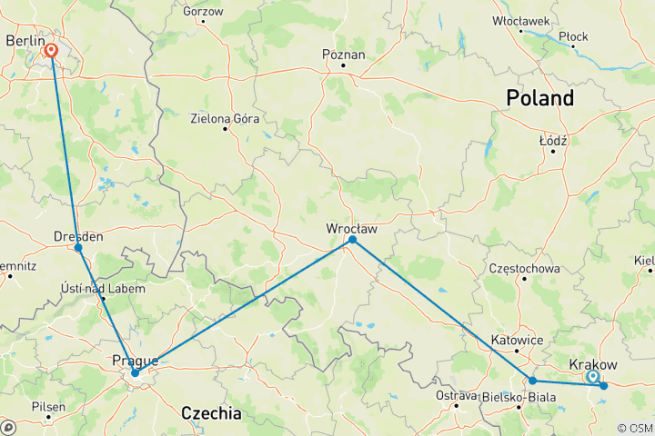 Carte du circuit Marchés de Noël de Pologne, de Prague et d'Allemagne (Classique)