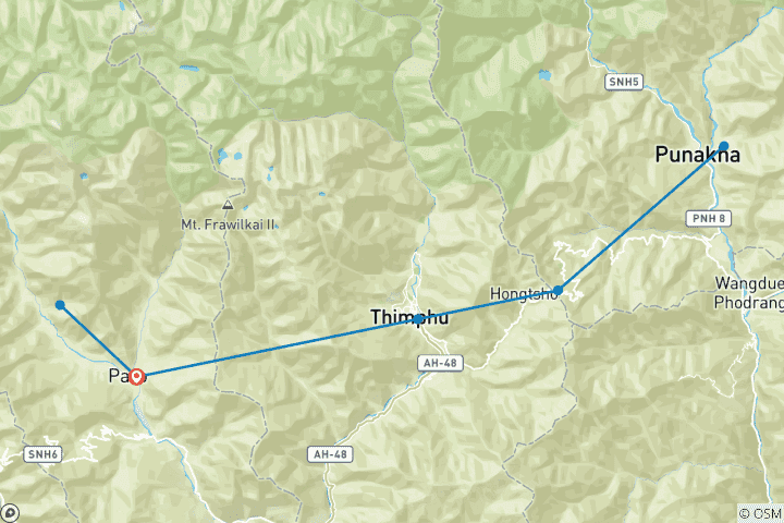 Karte von Bhutan auf einen Blick