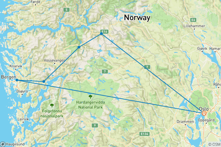 Map of Best of Norway with return to Oslo