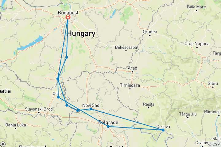 Map of Budapest, the Pearl of the Danube (port-to-port cruise)