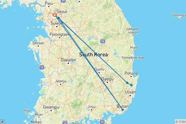 Mapa de Lo mejor de Corea del Sur