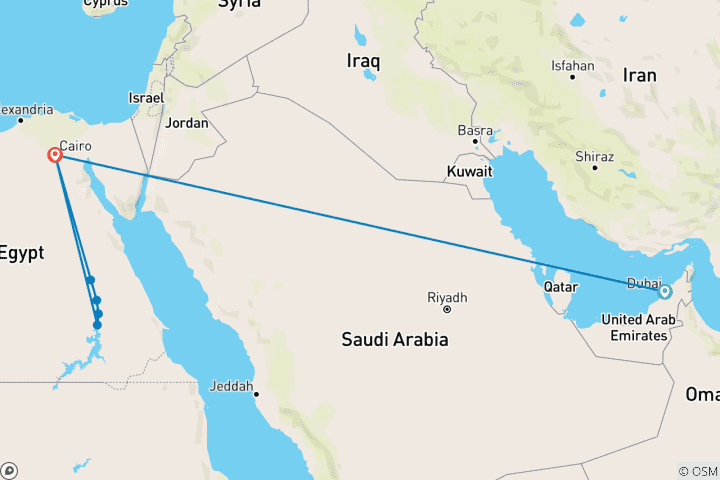 Carte du circuit Circuit de 10 jours à Dubaï et en Égypte
