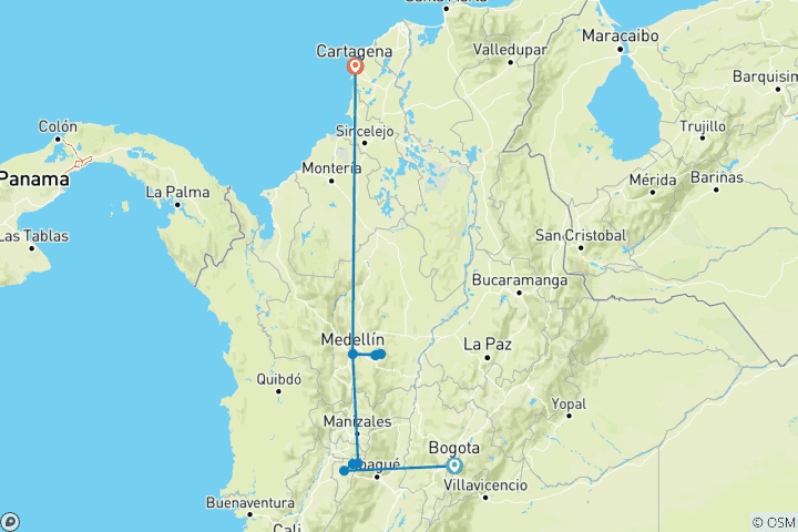 Carte du circuit Journeys : Découvrez la Colombie National Geographic