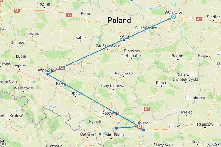 Carte du circuit Les points forts de la Pologne