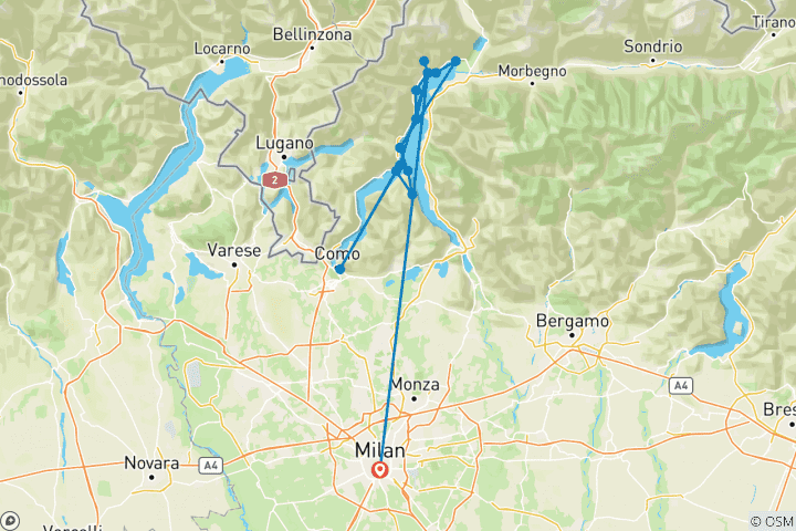 Kaart van Wandelen aan het Comomeer