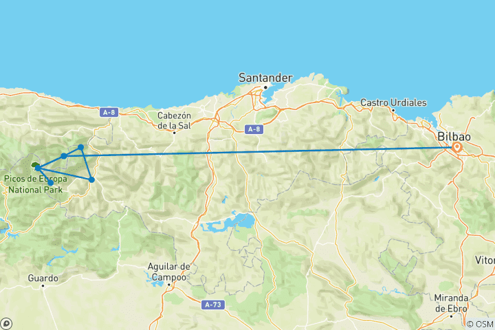 Carte du circuit Trekking en Espagne - Picos de Europa