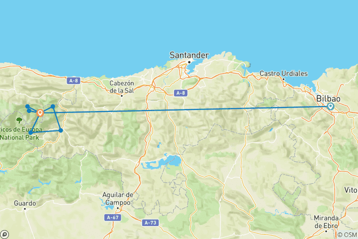 Carte du circuit Trekking en Espagne - Picos de Europa