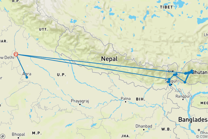 Kaart van Betoverende Himalaya met Taj Mahal