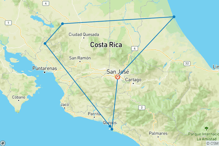 Mapa de Lo mejor de Costa Rica