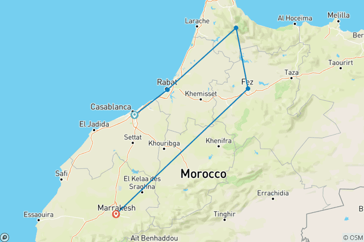 Map of Northern Morocco: Blue Cities & Bustling Marrakech