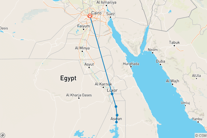 Carte du circuit Visite de 12 jours des trésors de l'Égypte et du Grand musée égyptien