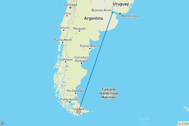 Mapa de 4 día - Ushuaia, fin del mundo