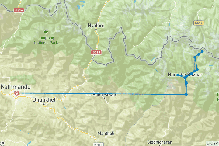 Karte von Everest Basislager Trekking Tour