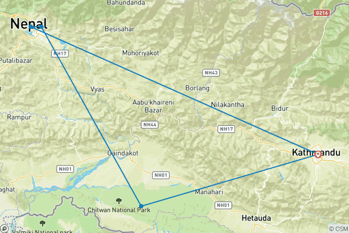Map of Nepal: Luxury Tour with Everest Flight - Kathmandu, Chitwan & Pokhara