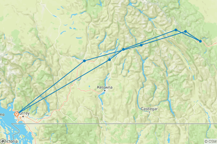 Carte du circuit Excursion de Noël dans les Rocheuses